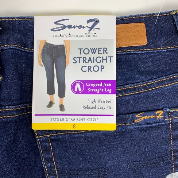 Seven7 Jeans 6 8 NWT Tower Straight Crop Dark Wash High Waist Relaxed Easy Fit - Picture 4 of 6